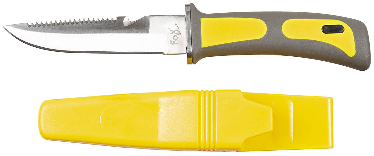Cuțit cu Lamă Fixă Scufundare Galben-Negru FoxOutdoor - Lama 3Cr13, Cutter Centură