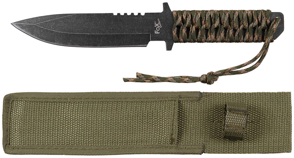 Cuțit cu Lamă Fixă Tactic Camo FoxOutdoor - Oțel 3Cr13, L. totală 28cm