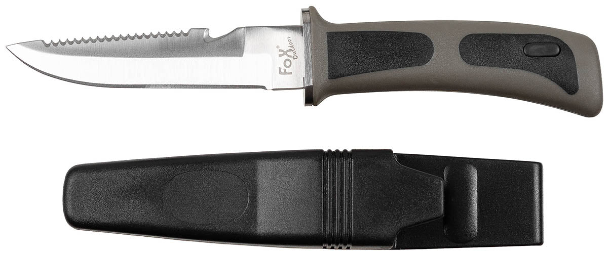 Cuțit cu lamă fixă Tauchermesser Negru FoxOutdoor - Lamă mixtă, Lungime 23cm
