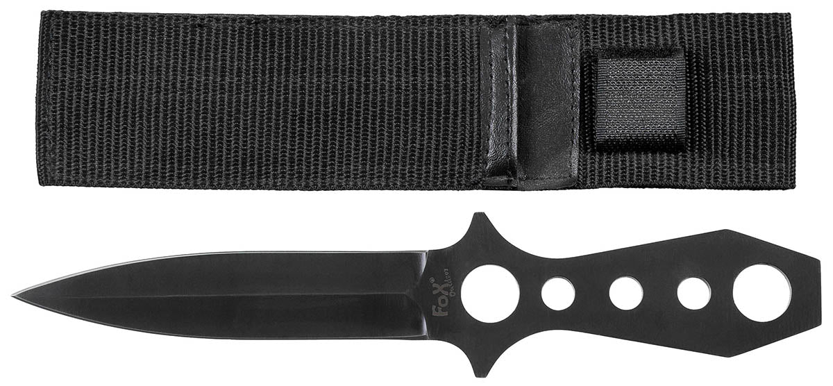Cuțit cu lamă fixă Wurfmesser Negru FoxOutdoor - Lamă 3Cr13, Lungime 22.5cm