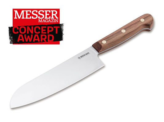 Cutit de bucatarie Böker Cottage-Craft Santoku Böker- Carbon C75, Lemn Prun