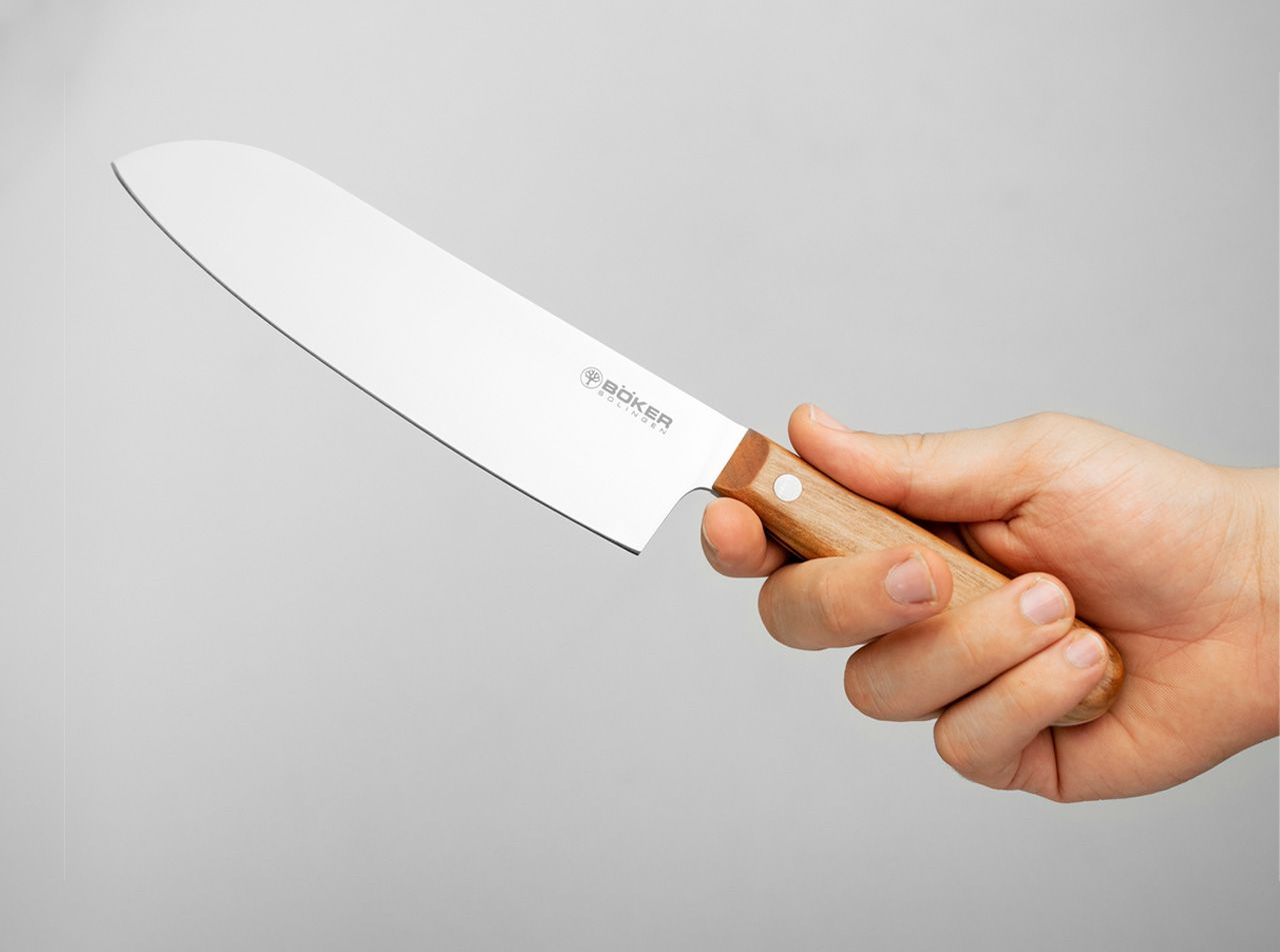 Cutit de bucatarie Böker Cottage-Craft Santoku Böker- Carbon C75, Lemn Prun