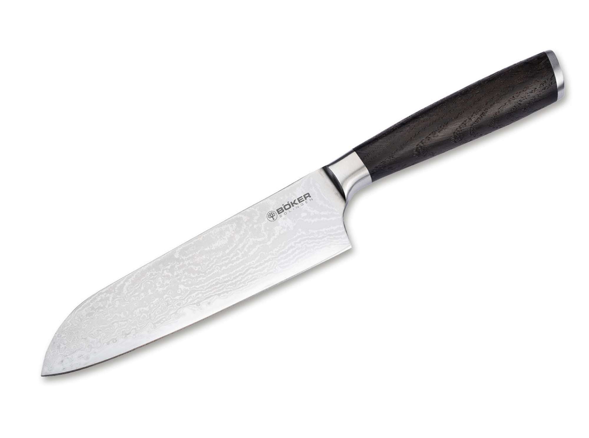 Cutit de bucatarie Böker Meisterklinge Damast Santoku- Lama Damasc, Maner Lemn Stejar