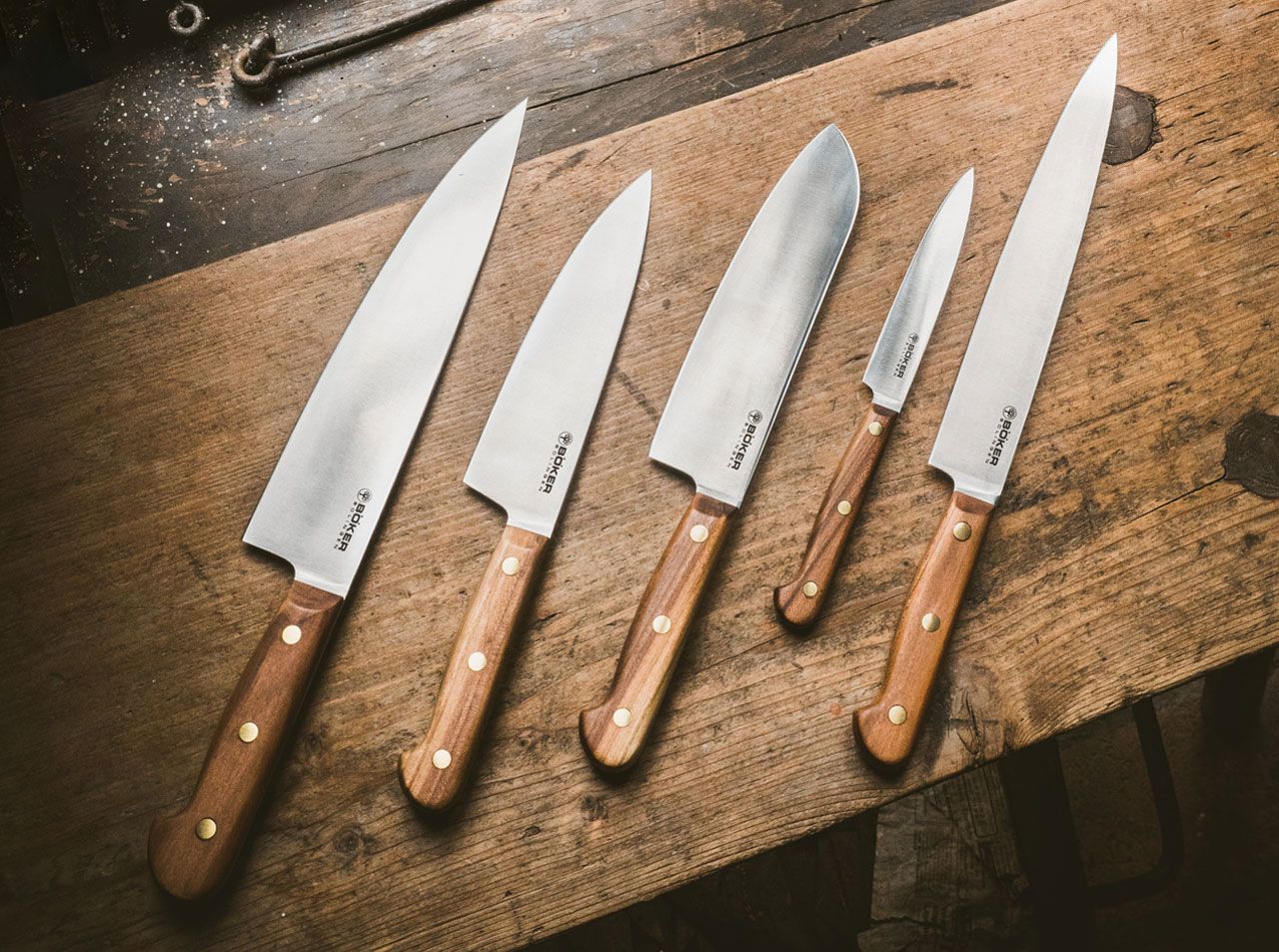 Cutit de bucatarie Cottage-Craft Chef's Knife L. Böker- Otel Carbon, Lemn Prun