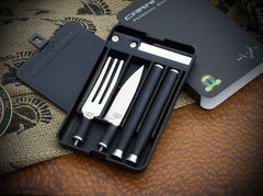 Cutit de bucatarie Spartan Blades Carnivore Dining Set G10 Black Pineland Cutlery, Inc- Manere G10, Otel VG-10