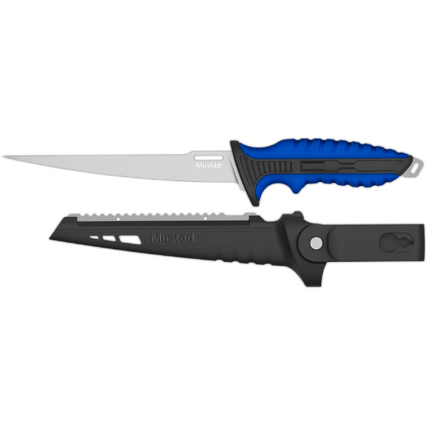 Cuțit Filetat Mustad - Lamă Polisată 17.8cm, Toc Inclus - 1