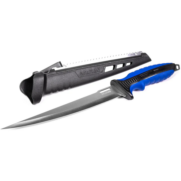 Cuțit Fillet Stiff Mustad 23cm - Lamă Rigidă, Teacă Protecție - 1