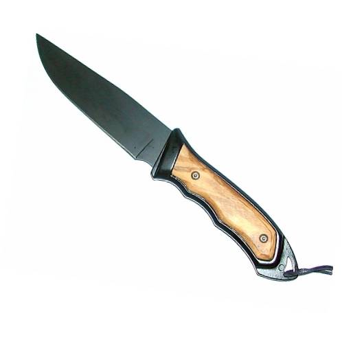 Cuțit Lama Fixă Nieto H.N4160N - Mâner Lemn, Lamă Neagră 125mm