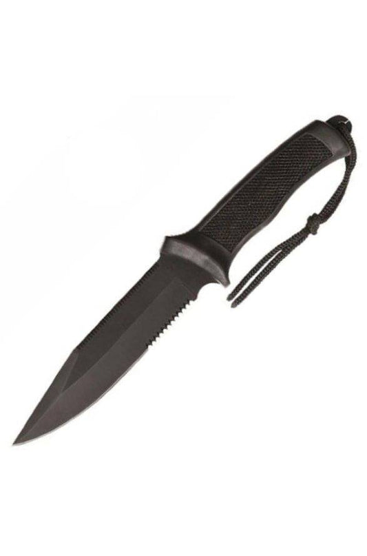 Cuțit Militar Mil-Tec – Lamă 15 cm, Mâner din Cauciuc, Negru