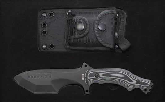 Cuțit "Operation Scorpion" Negru MFH - Lamă Tanto, Mâner Micarta