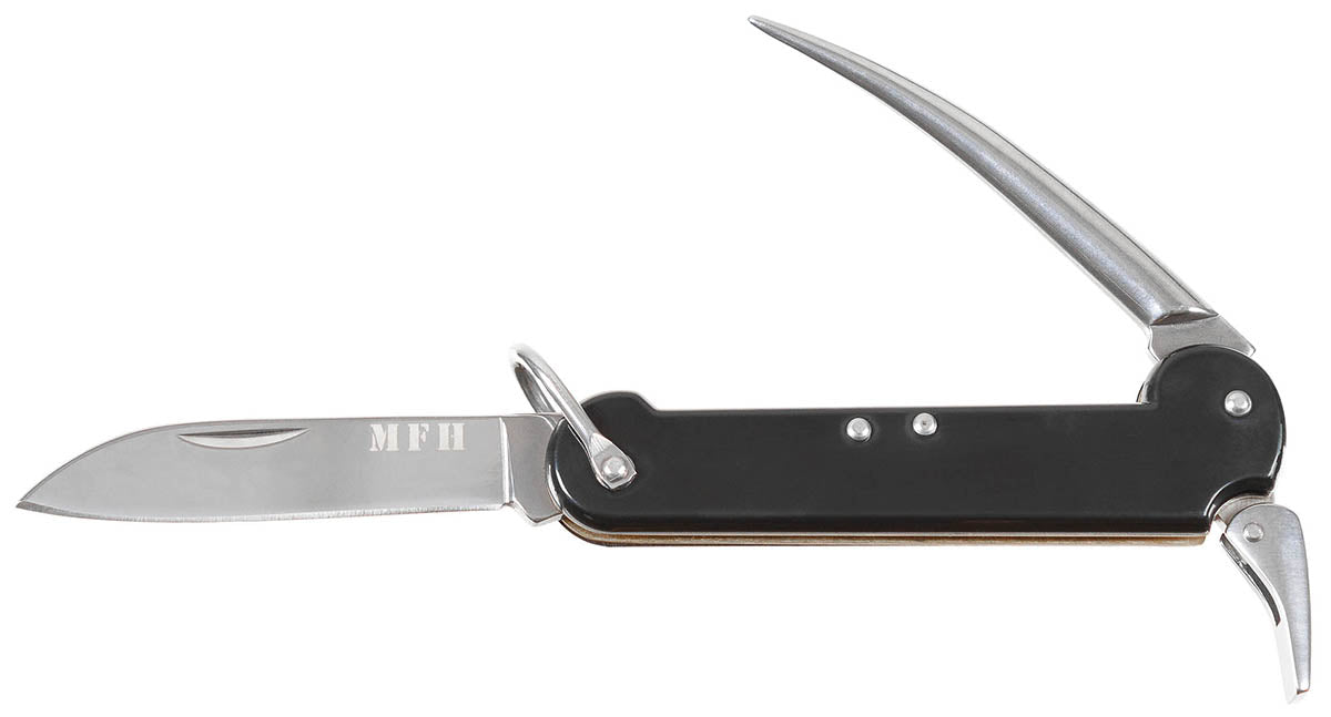 Cuțit Pliabil BW Marină Marlinspike Negru MFH - Lamă 7.7cm, Marlinspike blocabil