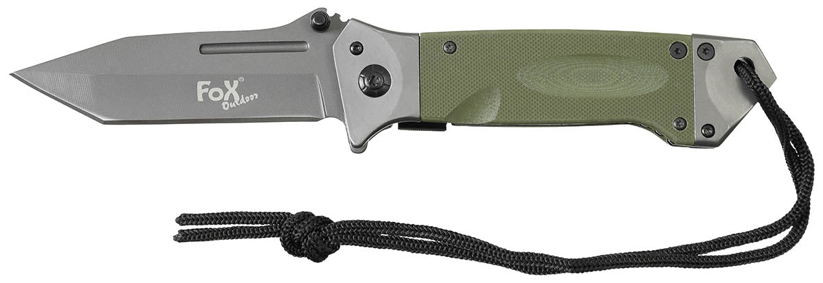 Cuțit Pliabil Einhand G10-Griff Olive FoxOutdoor - Lamă Tanto, Linerlock