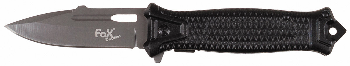 Cuțit Pliabil "Snake" Einhand Negru FoxOutdoor - Deschidere One-Hand, Mâner Metal