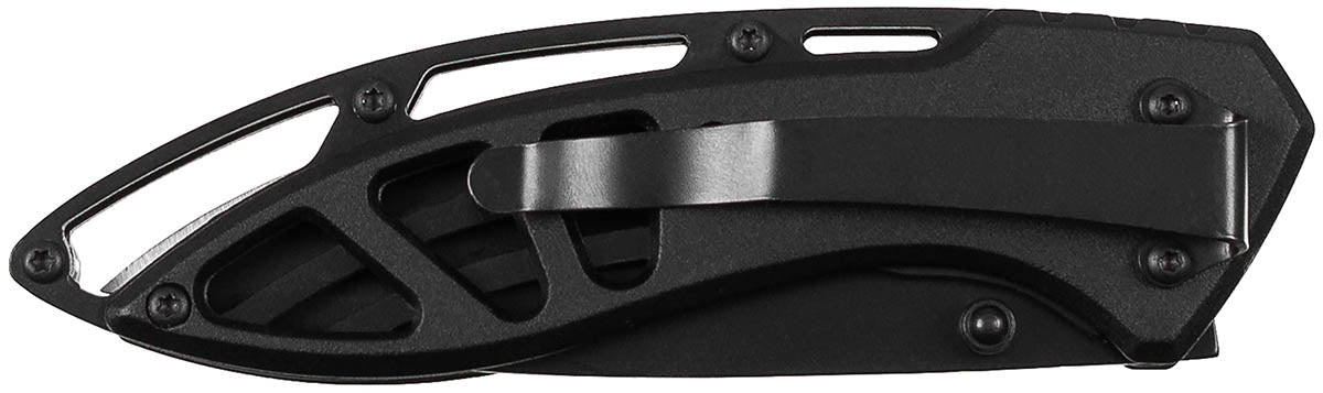 Cuțit Pliabil Tactic Negru FoxOutdoor - Lamă 3Cr13MoV, Mâner Metal Perforat
