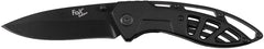 Cuțit Pliabil Tactic Negru FoxOutdoor - Lamă 3Cr13MoV, Mâner Metal Perforat