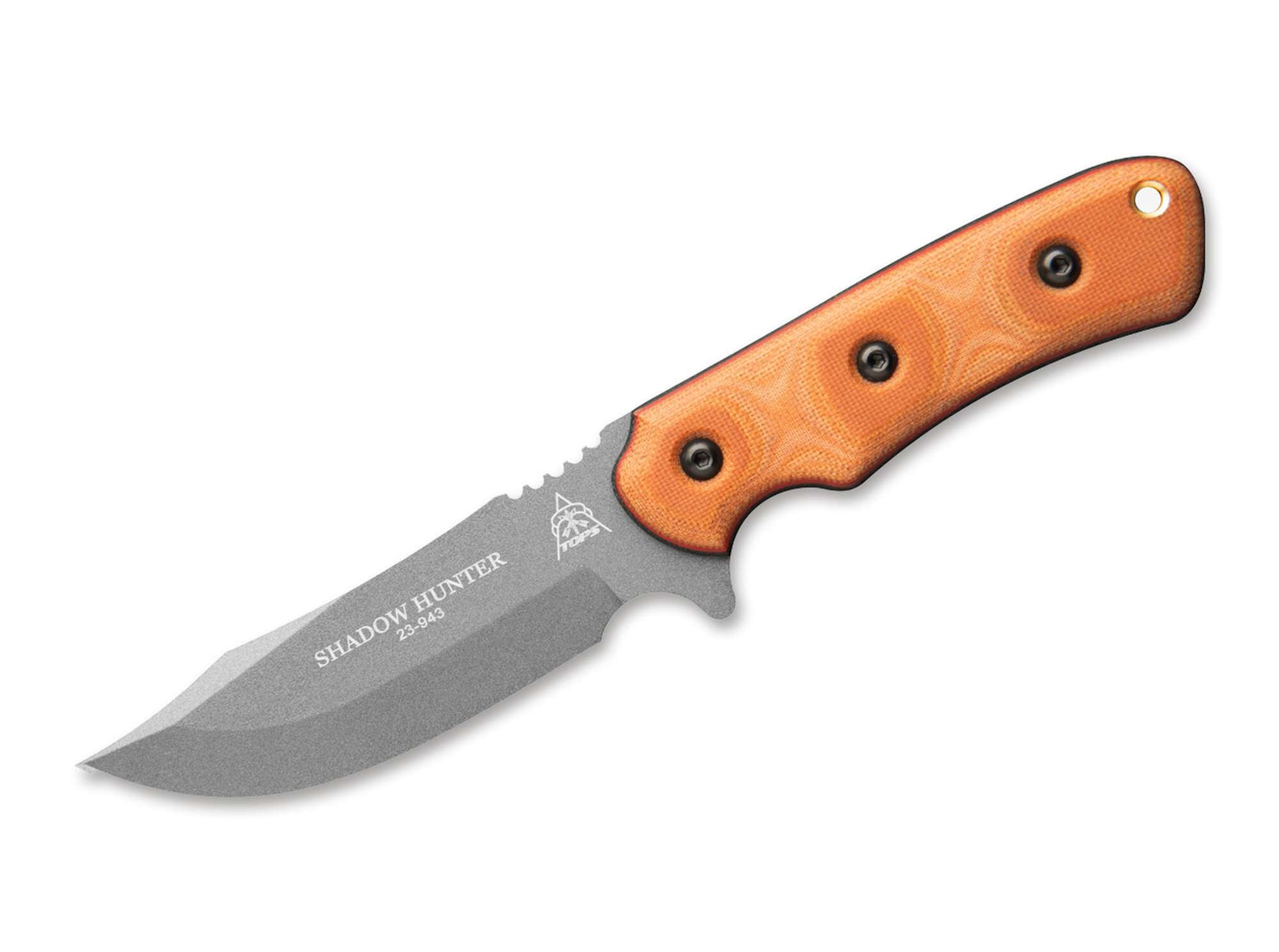 Cutit Shadow Hunter TOPS Knives- Lama Otel Carbon, Maner Micarta