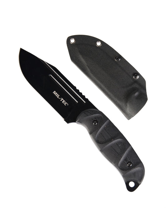 Cuțit Tactic Mil-Tec Black Combat Knife G10 – Oțel 440A, Teacă Kydex