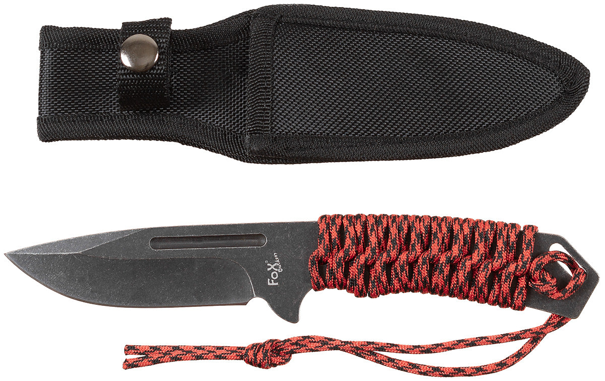 Cuțit tactic Redrope Negru/Roșu FoxOutdoor - Lamă oțel 3Cr13, Mâner paracord