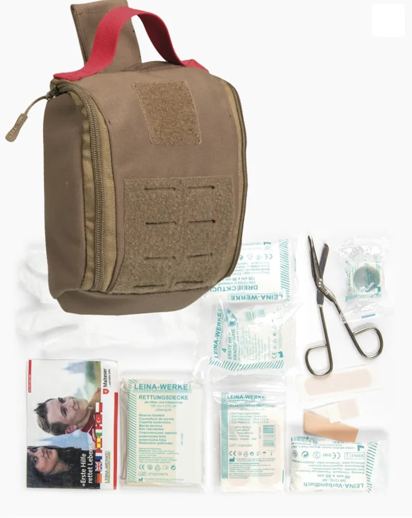DARK COYOTE IFAK Pouch 25-Piese – Kit Individual de Prim Ajutor Tactic Fabricat în Germania