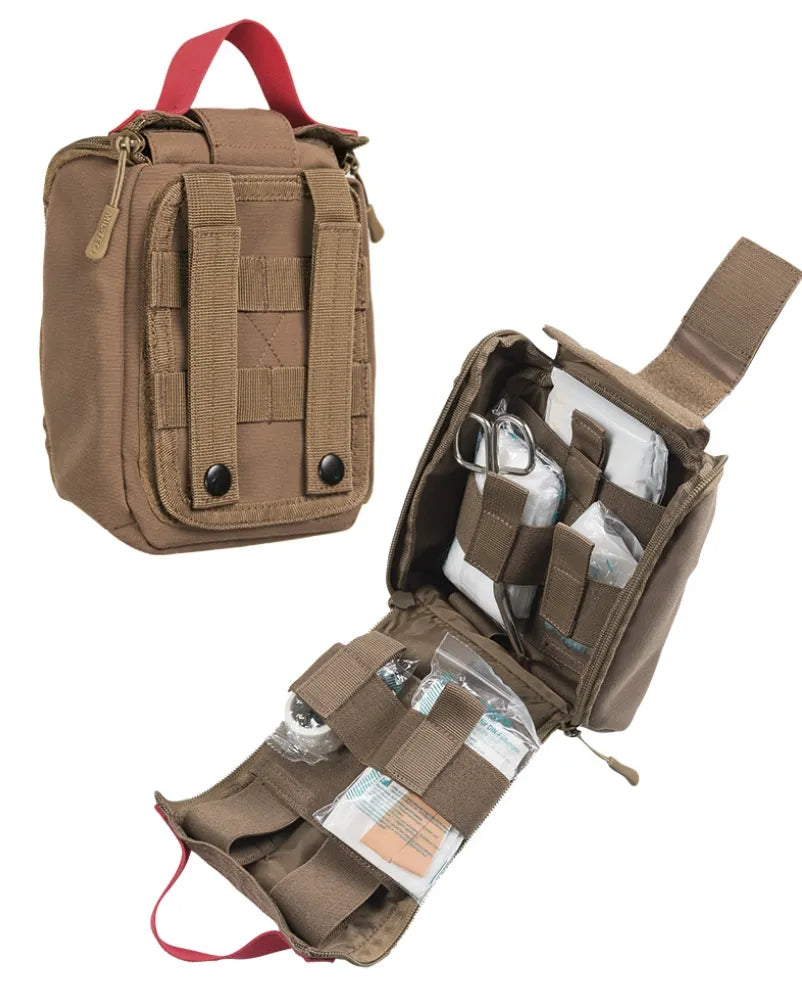 DARK COYOTE IFAK Pouch 25-Piese – Kit Individual de Prim Ajutor Tactic Fabricat în Germania