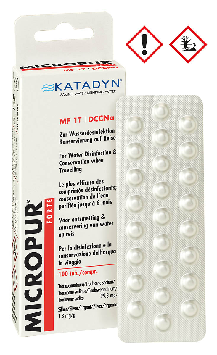 Dezinfectant apă Katadyn Micropur Forte - 100 tablete, Timp 30 min