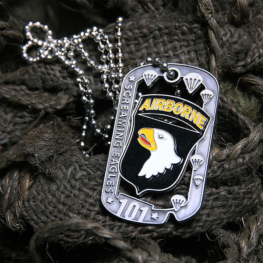 Dog tag 101st Airborne Zilver/Chrome - Simbol de Curaj și Onoare