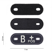 Dog Tag Identificare Sanguină B+ Pozitiv Negru - Siguranță Rapidă