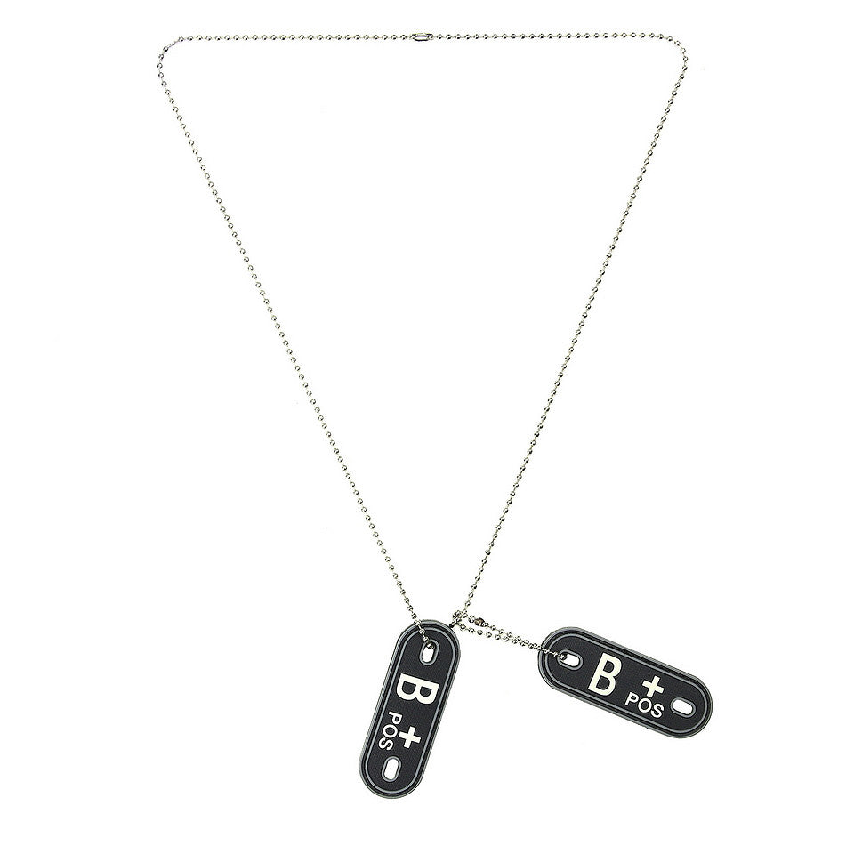 Dog Tag Identificare Sanguină B+ Pozitiv Negru - Siguranță Rapidă