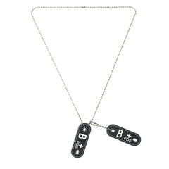 Dog Tag Identificare Sanguină B+ Pozitiv Negru - Siguranță Rapidă