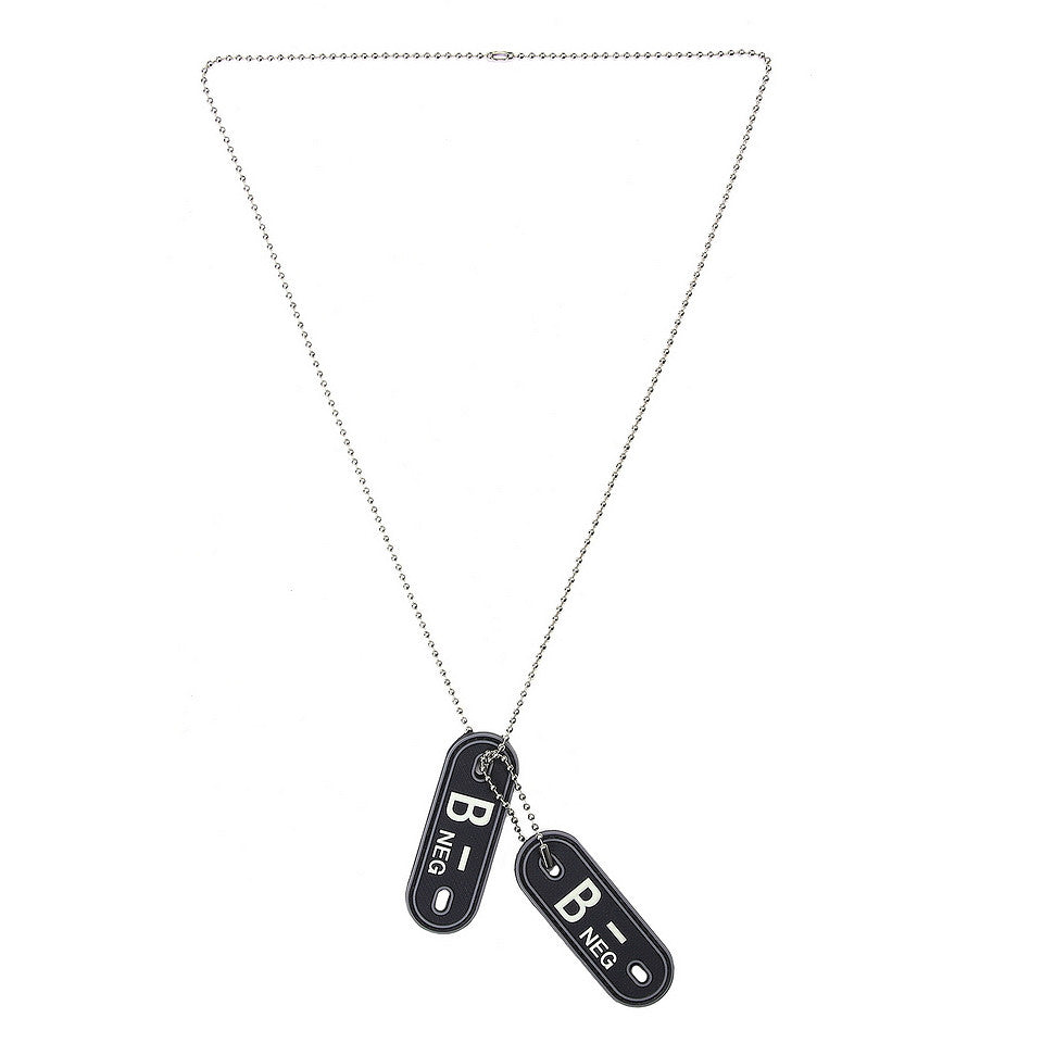 Dog Tag PVC Grupa Sanguină B- Negativ Negru - Esențial pentru Siguranță Tactică
