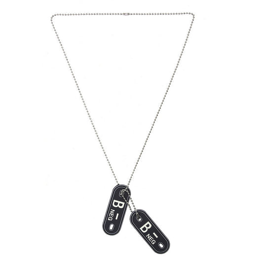 Dog Tag PVC Grupa Sanguină B- Negativ Negru - Esențial pentru Siguranță Tactică