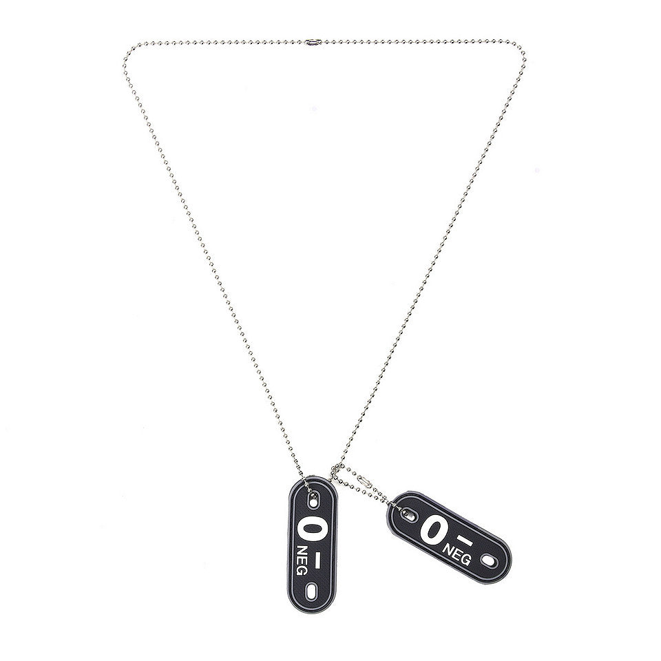 Dog Tag PVC Grupa Sanguină O- Negativ Negru - Identificare Rapidă