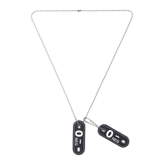 Dog Tag PVC Grupa Sanguină O- Negativ Negru - Identificare Rapidă