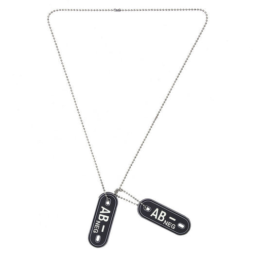 Dog Tag PVC Sanguin AB- Negativ Negru - Identificare Vitală Duală