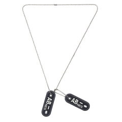 Dog Tag PVC Sanguin AB- Negativ Negru - Identificare Vitală Duală