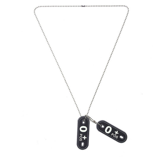 Dog Tag Set Bloedgroep O+ Pozitiv Negru - Identificare Vitală Rapidă