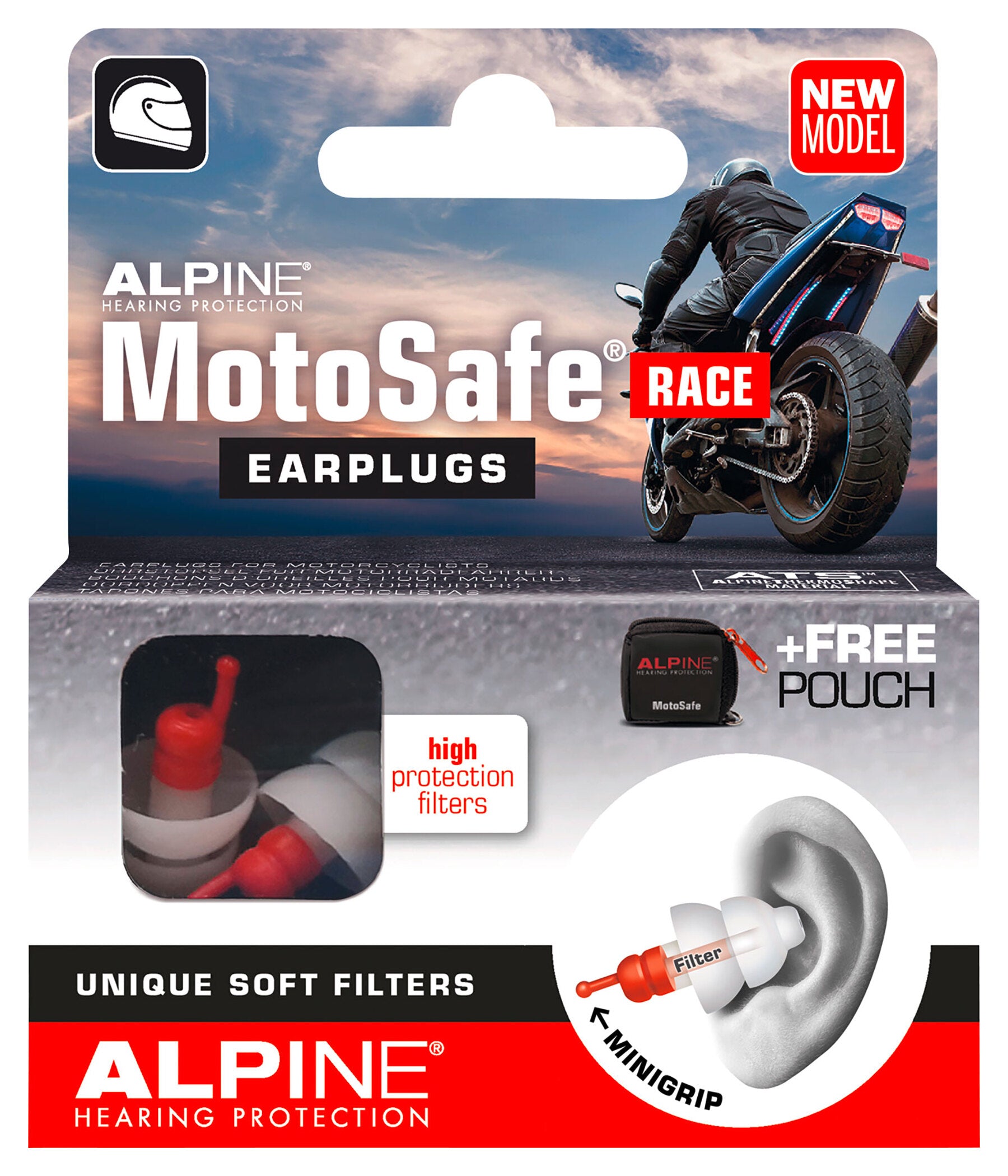 Dopuri de Urechi MotoSafe Race Alpine Earplugs - Protecție Auditivă Avansată
