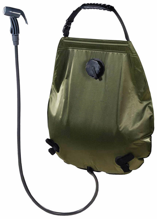 Duș Solar Deluxe 20L Oliv MFH - Termometru, Încălzire Solară