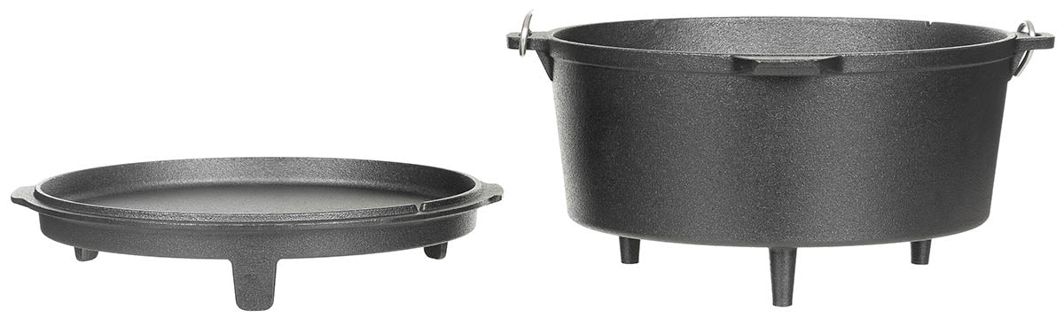 Dutch Oven Feuertopf Negru FoxOutdoor - 5.7L, Fontă, Capac-Tigaie