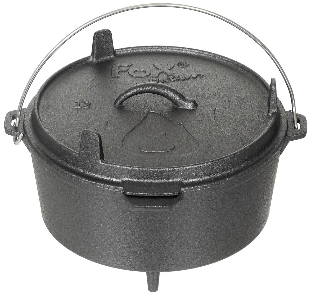 Dutch Oven Feuertopf Negru FoxOutdoor - 5.7L, Fontă, Capac-Tigaie