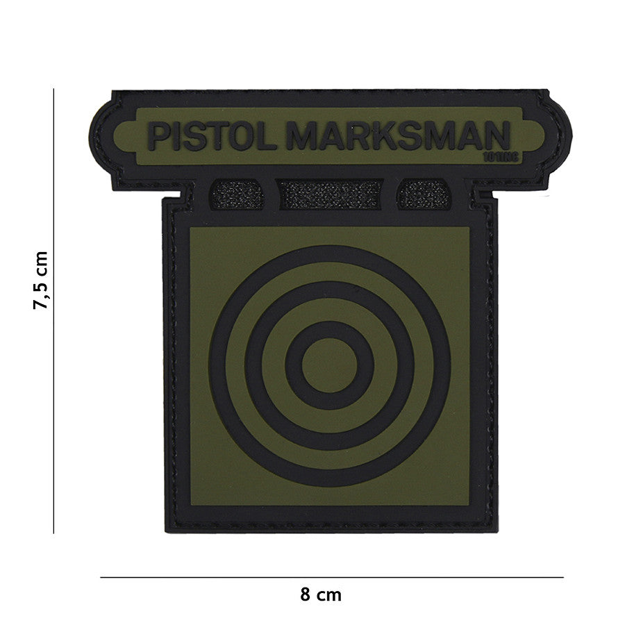 Ecuson 3D PVC Marksman Pistol Verde - Afirmă-ți Precizia Tacticală
