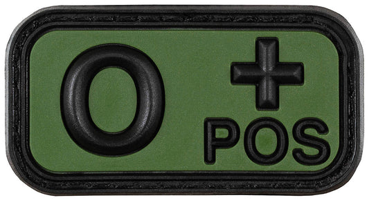 Ecuson Velcro Grup Sanguin "O POS", 3D Negru-Olive MFH - 5x2.5cm, Cauciuc