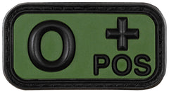 Ecuson Velcro Grup Sanguin "O POS", 3D Negru-Olive MFH - 5x2.5cm, Cauciuc