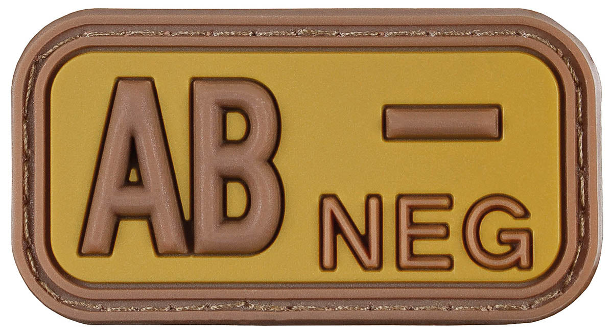 Ecuson Velcro Grupa Sanguină AB NEG 3D Maro-Kaki MFH - Cauciuc, 5x2.5 cm