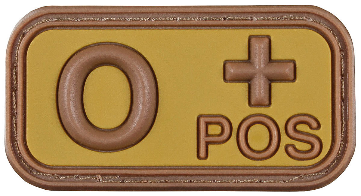 Ecuson Velcro Grupă Sanguină O POS 3D Braun-Khaki MFH - Cauciuc, 5x2.5cm