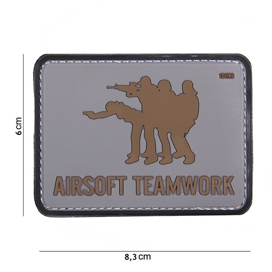 Embleem 3D PVC Airsoft Teamwork Gri - Unitate & Recunoaștere