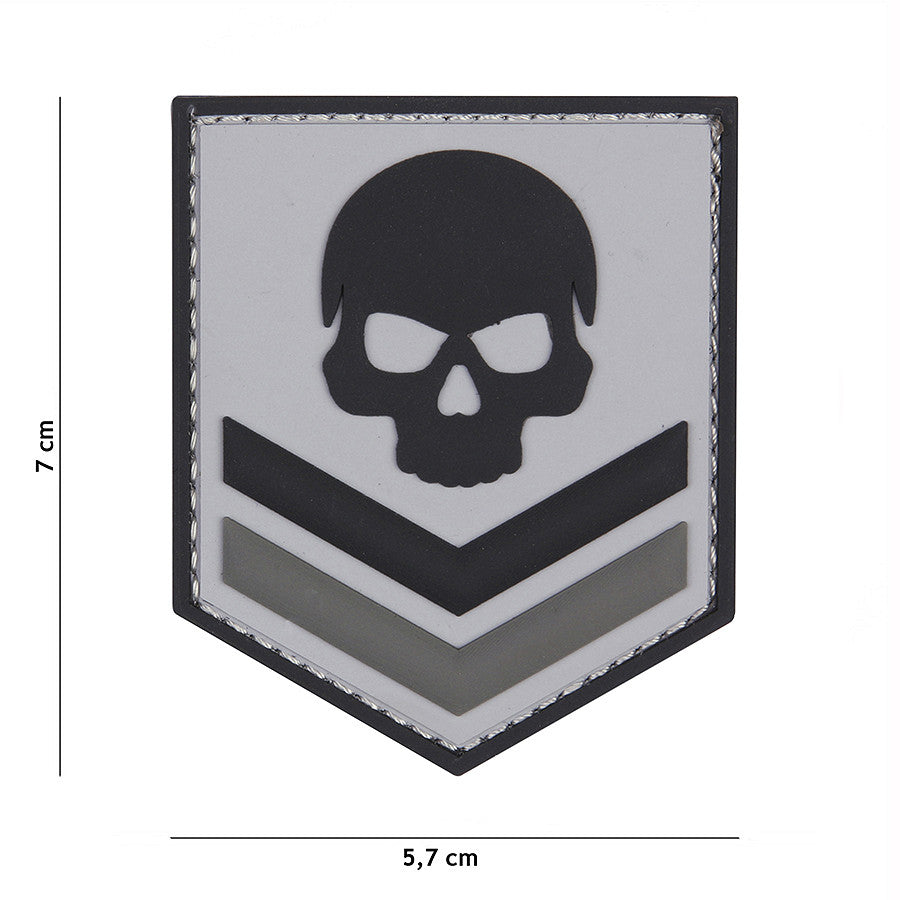 Embleem 3D PVC Belgia Skull Gri - Personalizare Rezistentă