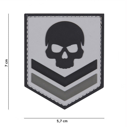 Embleem 3D PVC Belgia Skull Gri - Personalizare Rezistentă