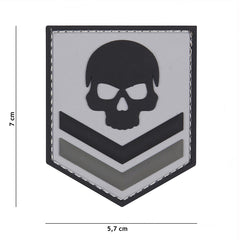 Embleem 3D PVC Belgia Skull Gri - Personalizare Rezistentă
