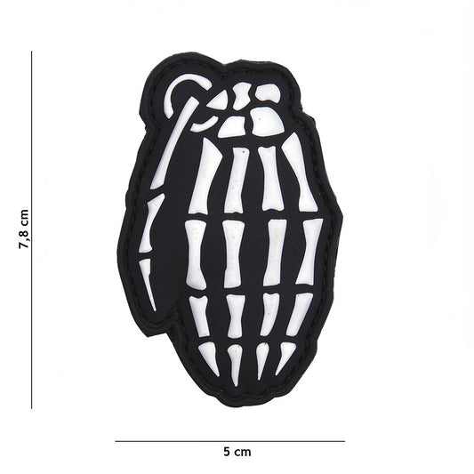 Embleem 3D PVC Bones Granaat Alb Tactical - Afirmă-ți Atitudinea